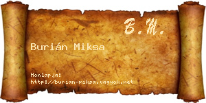 Burián Miksa névjegykártya